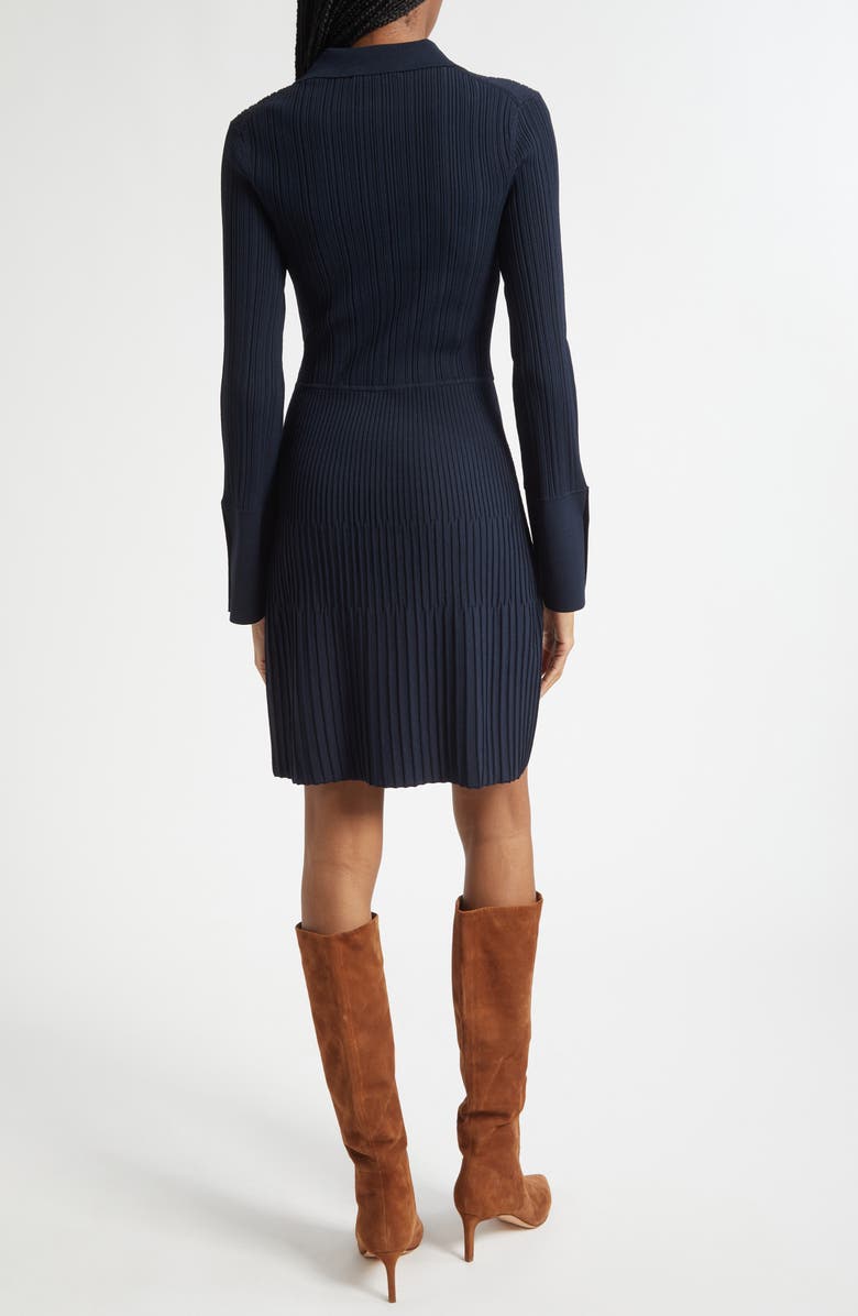 Veronica Beard Lauper Variegated Rib Long Sleeve Sweater Dress, Alternate, color, Navy