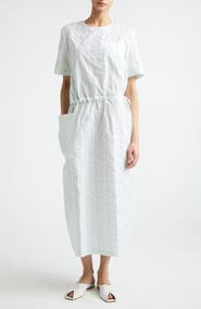 LOULOU DE SAISON Renata Stripe Cinched Cotton Poplin Dress
