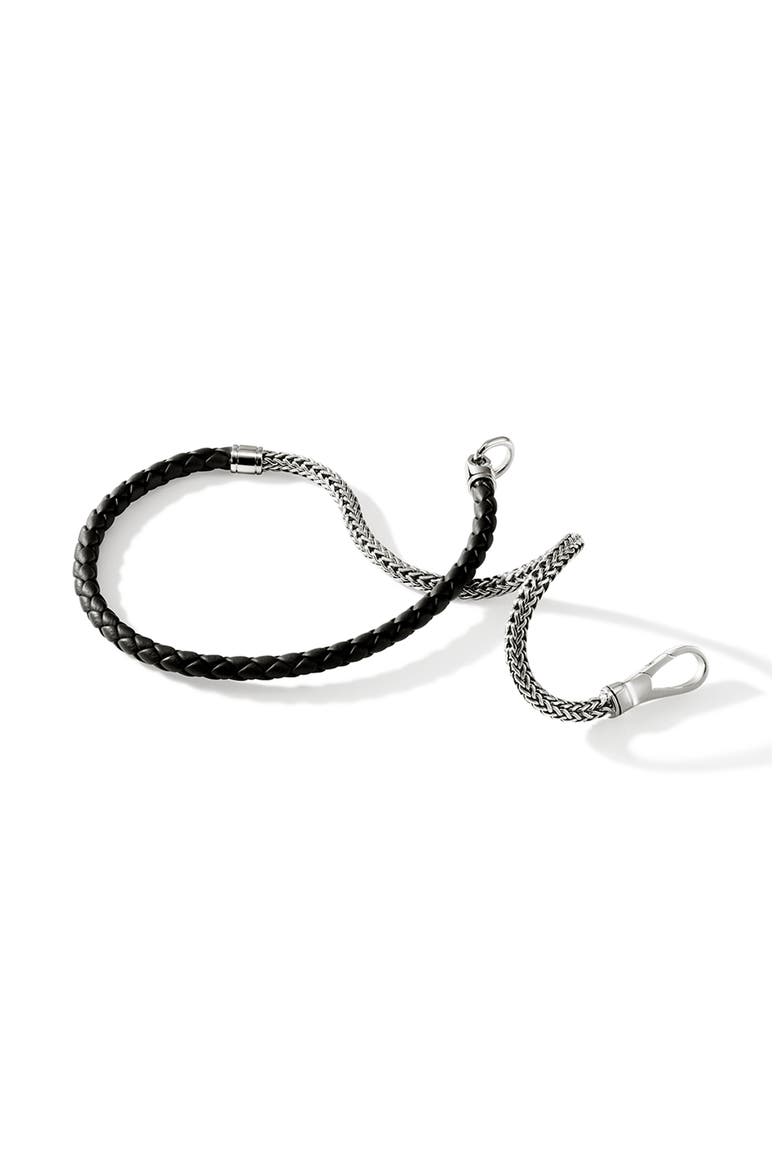 Double Wrap, Silver, Leather, 4.5mm, Alternate, color, SILVER/BLACK