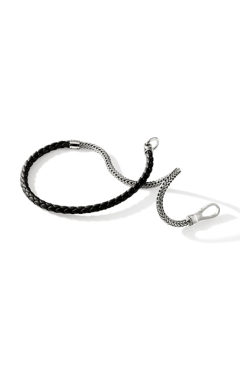 John Hardy Double Wrap, Silver, Leather, 4.5mm, Alternate, color, Silver/Black