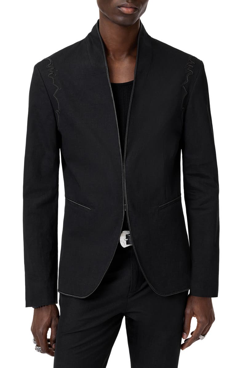 John Varvatos Theodore Black Linen Blend Jacket, Main, color, Black