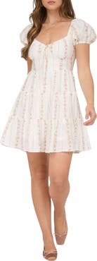 Blu Pepper Floral Print Puff Sleeve Minidress