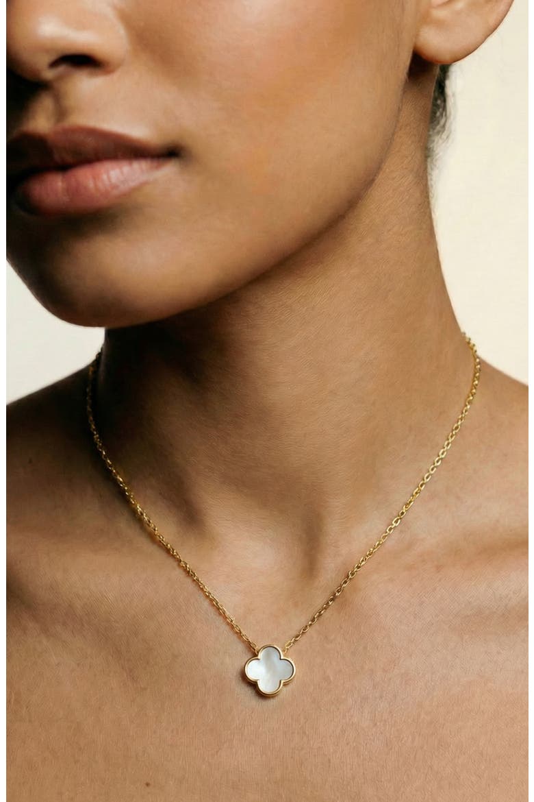 Mother-of-Pearl Clover Pendant Necklace, Alternate, color, GOLD/ MOP