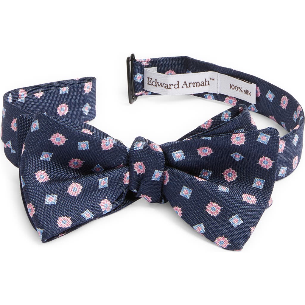 Edward Armah Neat Silk Bow Tie In Navy