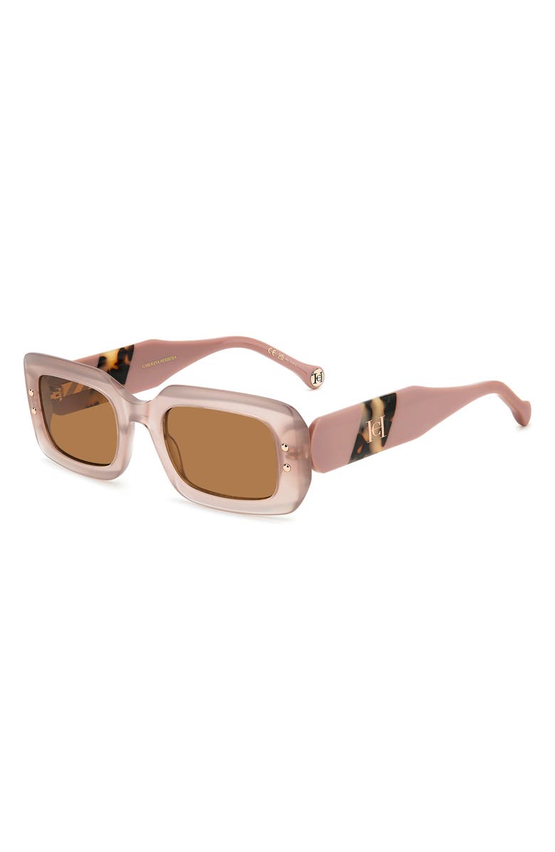 Carolina Herrera 50mm Rectangular Sunglasses, Alternate, color, Peach Havana