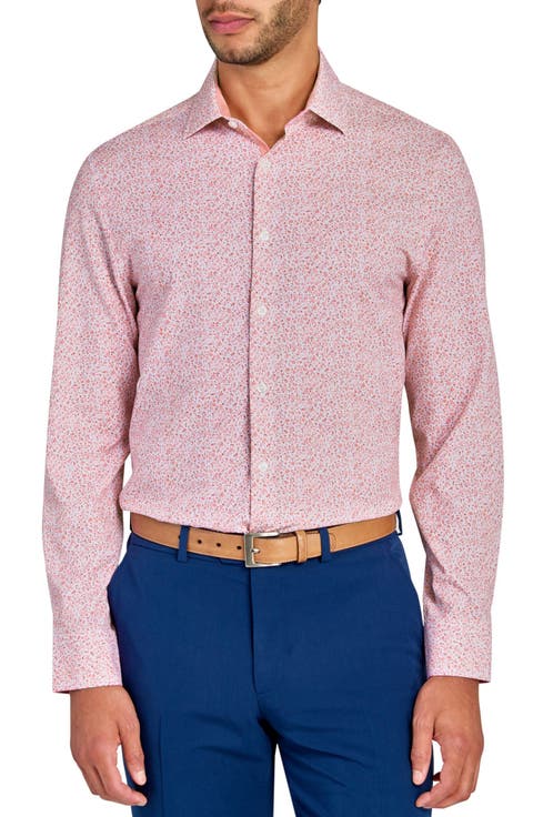 Slim Fit Ditsy Floral Performance Dress Shirt (Regular & Big)