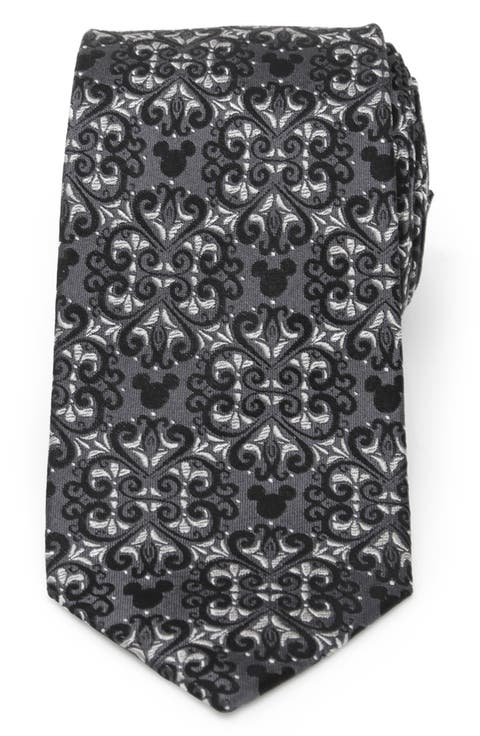 x Disney Mickey Mouse Damask Tile Silk Tie