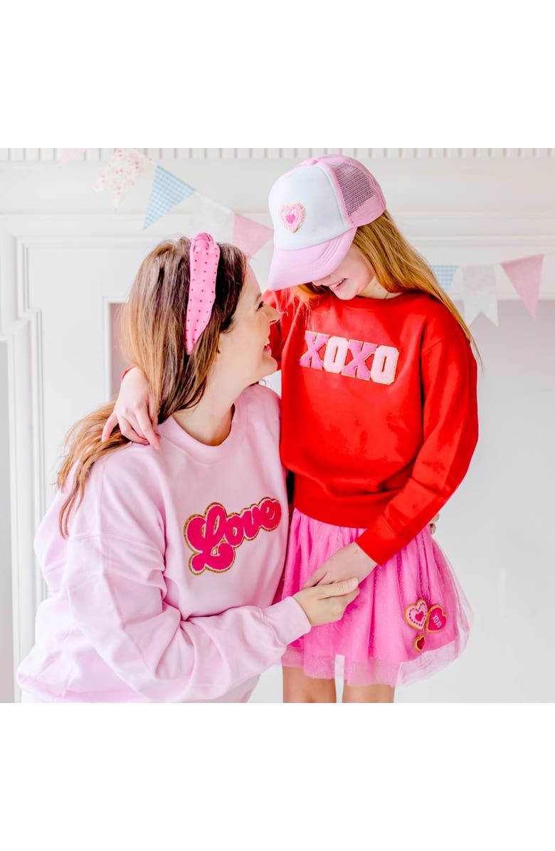 Sweet Wink Love Script Patch Valentine's Day Adult Sweatshirt, Alternate, color, 