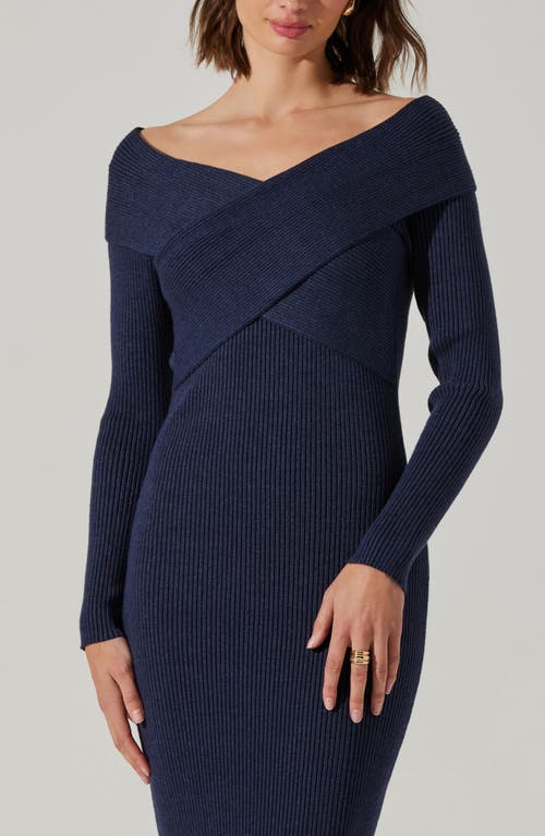 Astr The Label Annona Long Sleeve Sweater Dress In Blue