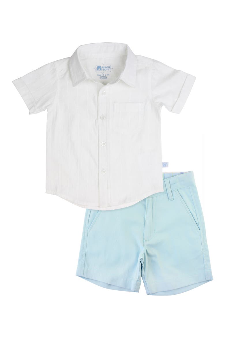 Button-Up Shirt & Shorts Set, Main, color, WHITE