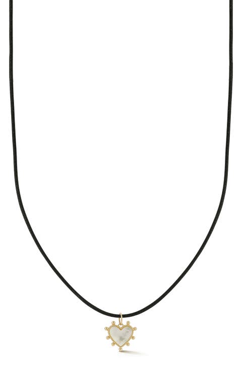 <p>14K Gold Heart Cord Necklace</p>