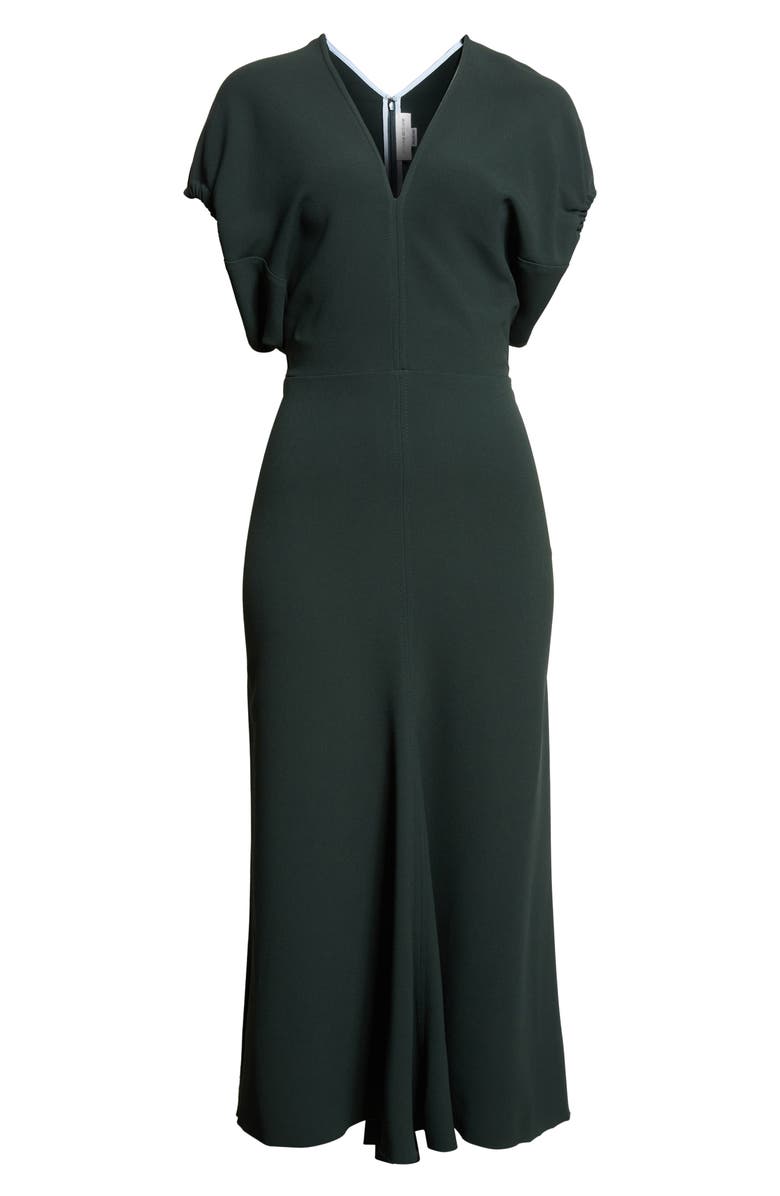 Victoria Beckham Blouson Midi Dress, Alternate, color, Dark Pine