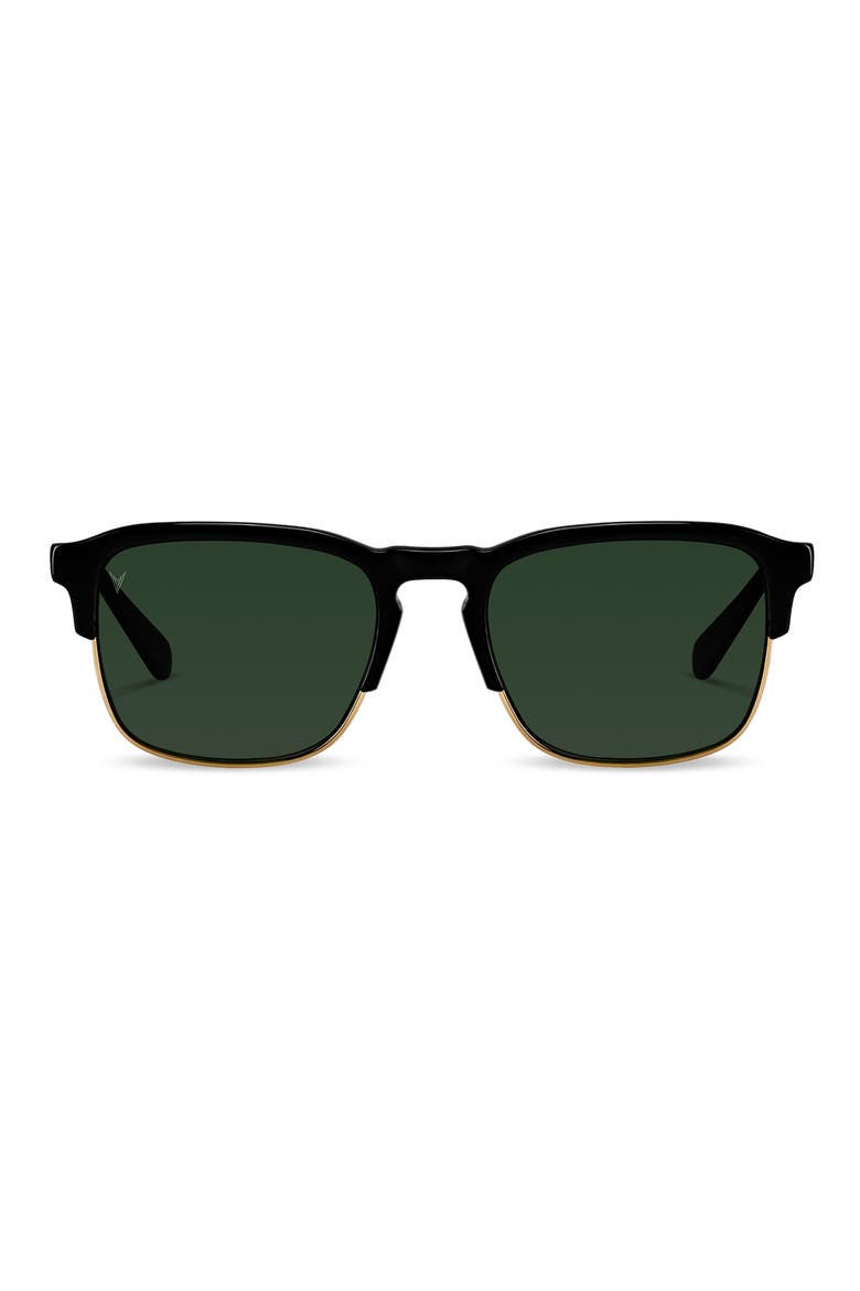 Villa 53mm Polarized Browline Sunglasses, Main, color, BLACK/ GREEN