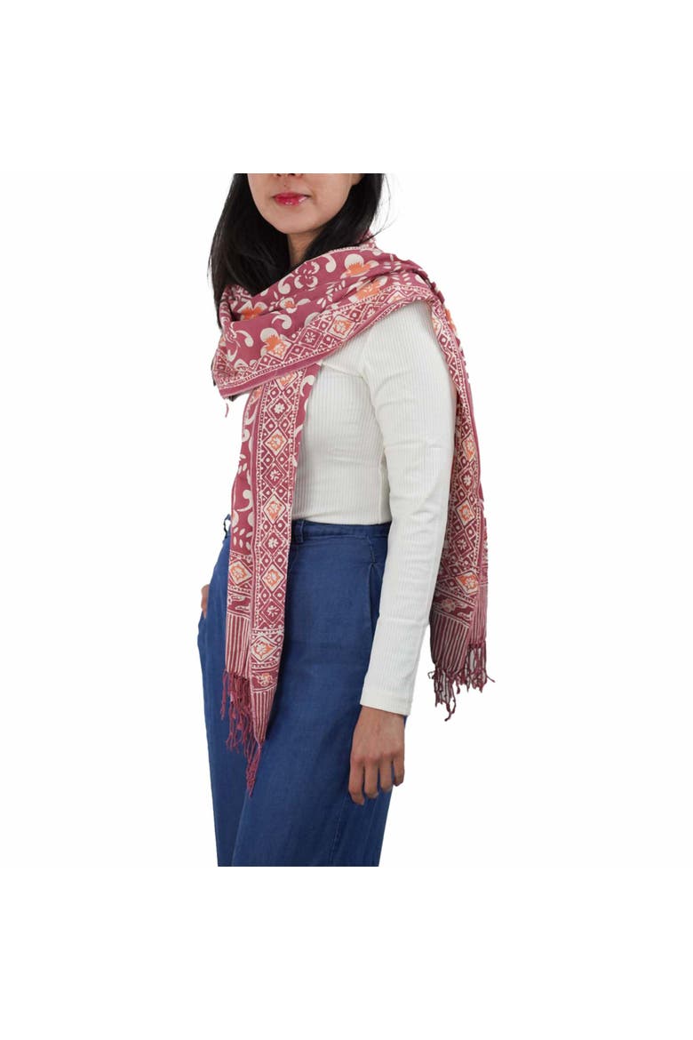 Handmade Batik Scarf, Alternate, color, Plumeria
