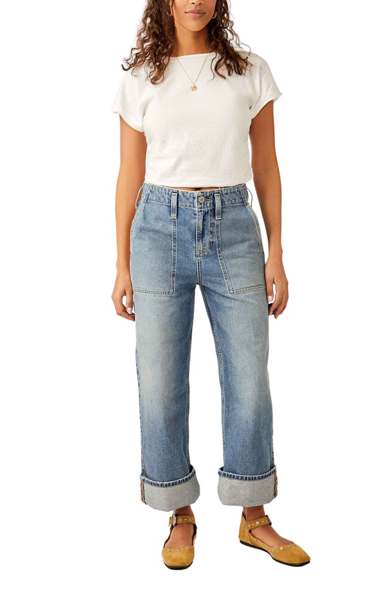 Free People Major Leagues Wide Leg Crop Jeans, Alternate, color,