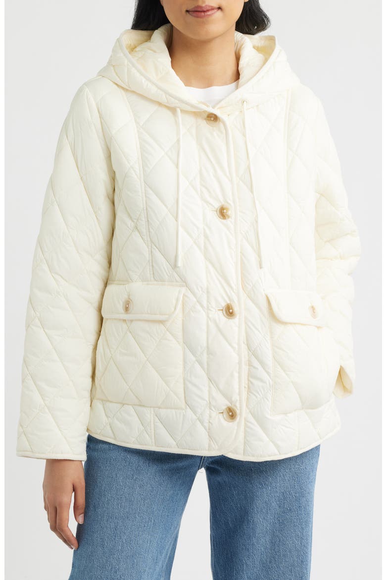 Diamond Quilted Hooded Liner Jacket, Alternate, color, VANILLA ICE