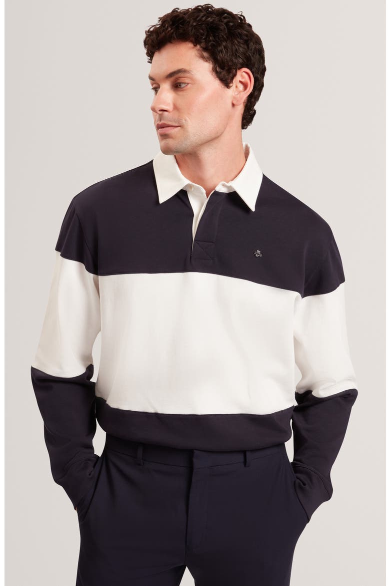 Traviss Long Sleeve Cotton Rugby Shirt, Alternate, color, NAVY