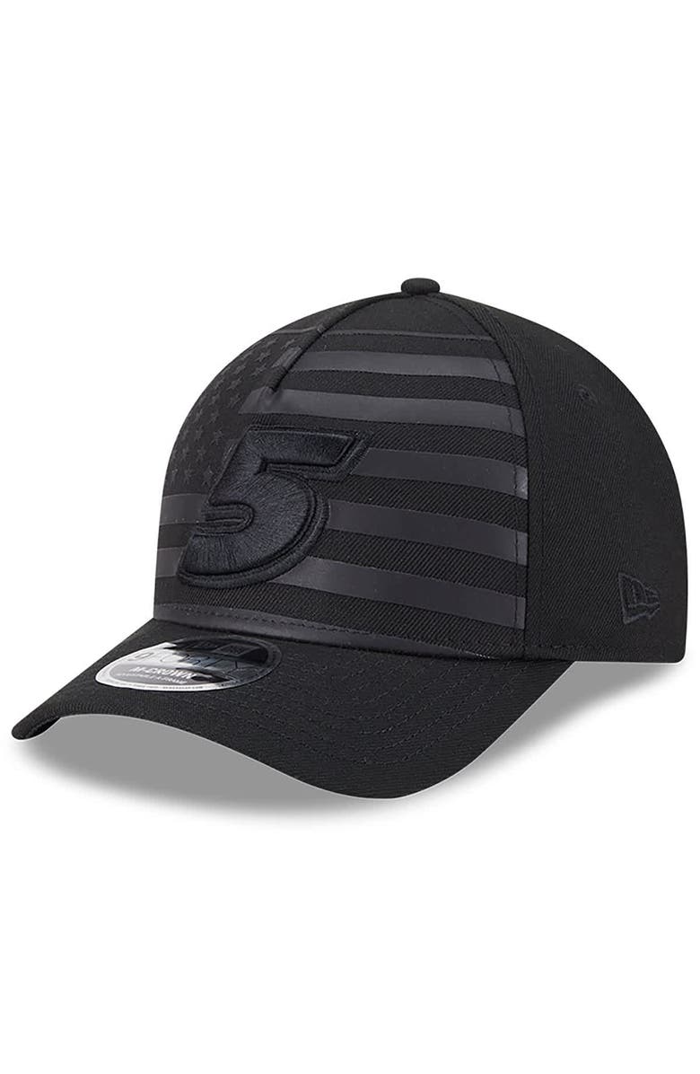 New Era Men's New Era Black Kyle Larson American Flag 9FORTY M-Crown A-Frame Adjustable Hat, Main, color,