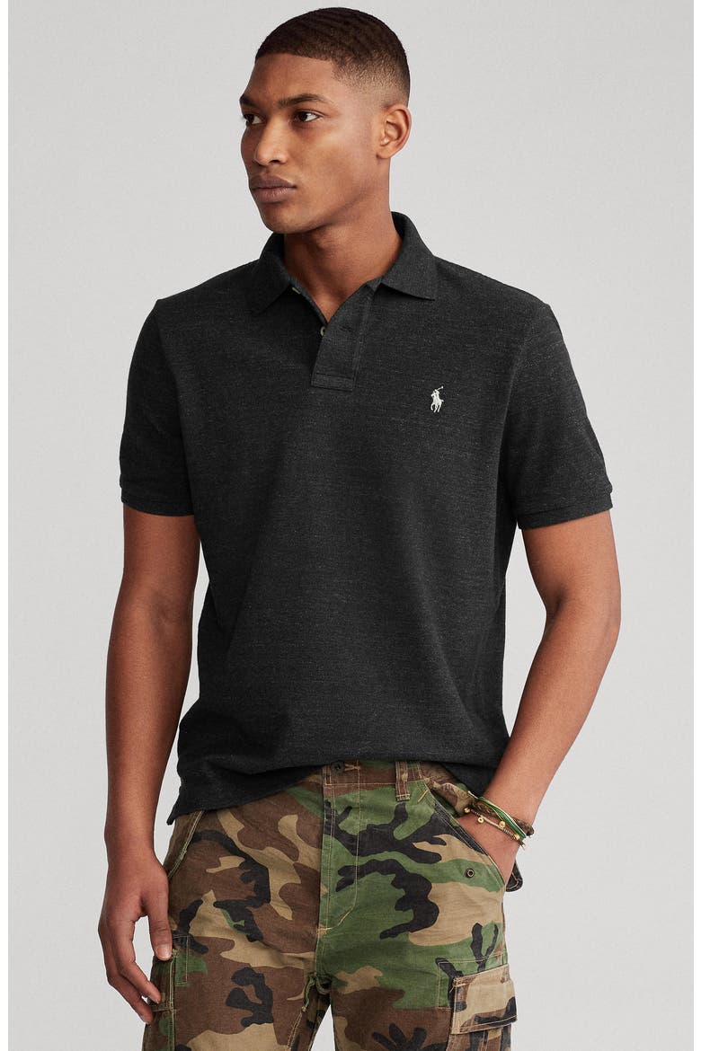 Cotton Polo, Alternate, color, BLACK MARL HEATHER