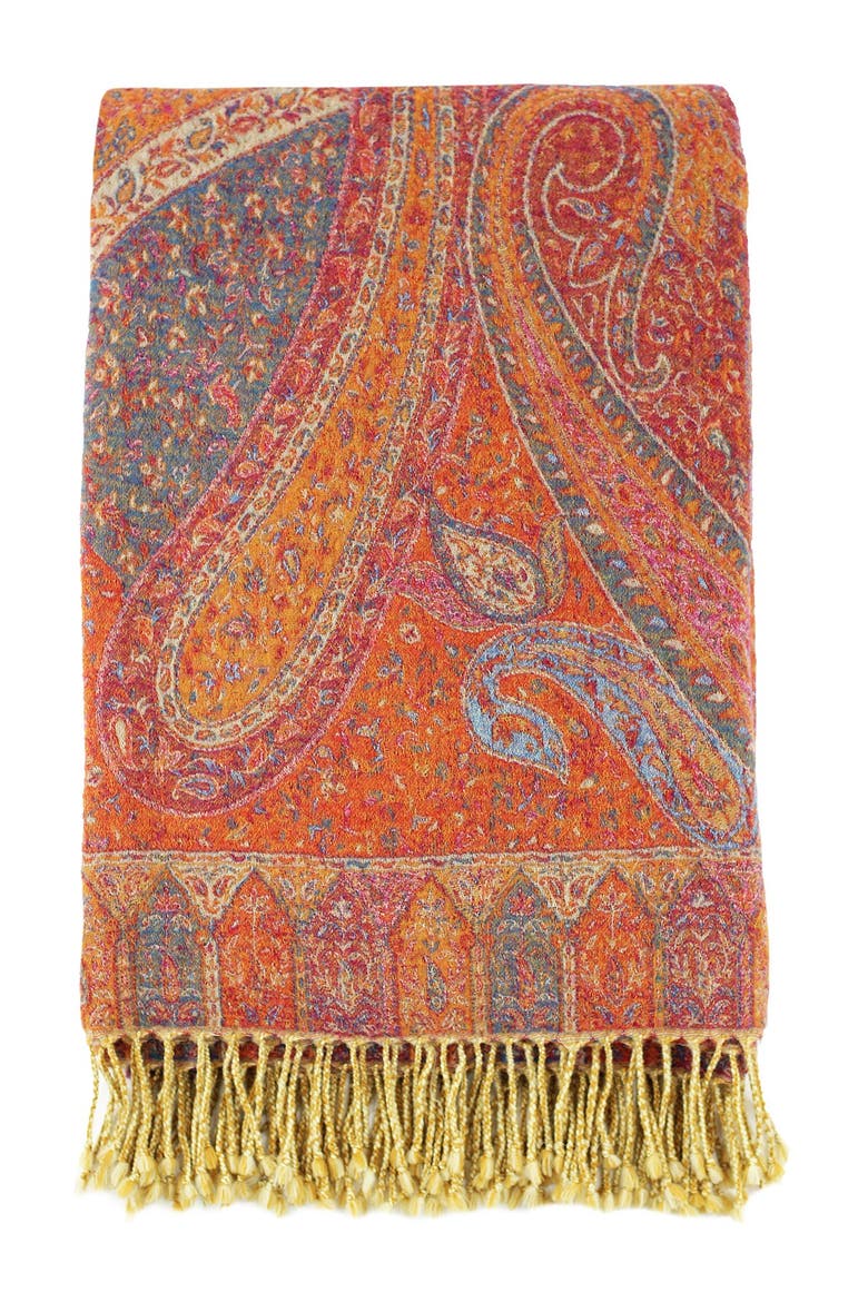 Marrakesh Paisley Wool Jacquard Throw - Burnt Orange, Alternate, color, BURNT ORANGE