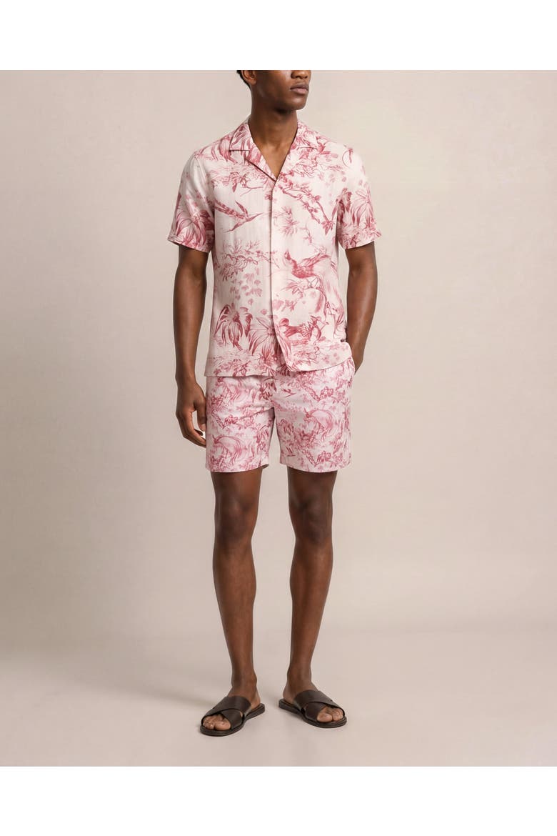 Maitan Relaxed Fit Short Sleeve Cotton Shirt, Main, color, Coral
