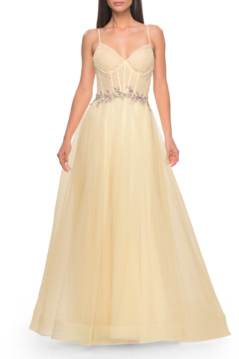 A-Line Prom Gown with Ruched Bodice and Rhinestone Belt Detail