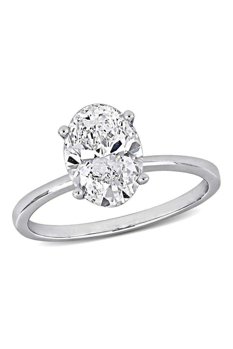 Oval Lab Grown Diamond Solitaire Ring 14k, Main, color, White Gold