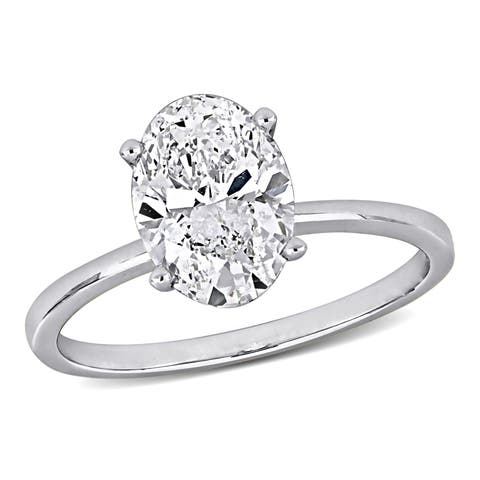 Oval Lab Grown Diamond Solitaire Ring 14k