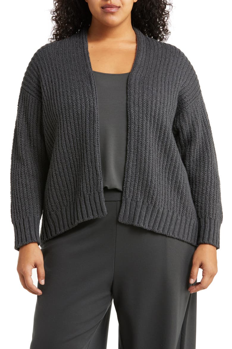 Open Front Organic Cotton Cardigan, Main, color, GRAPHITE