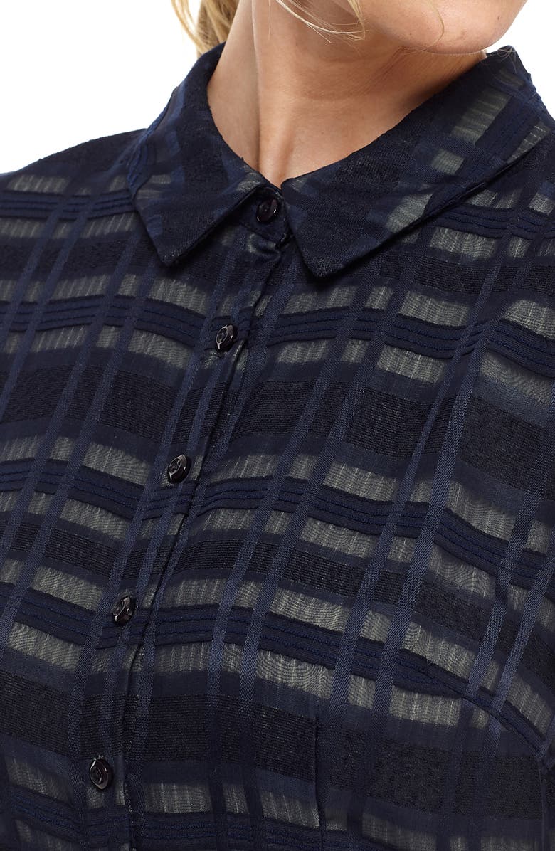 Gal Meets Glam Collection Mackenzie Windowpane Jacquard Shirtdress, Alternate, color,