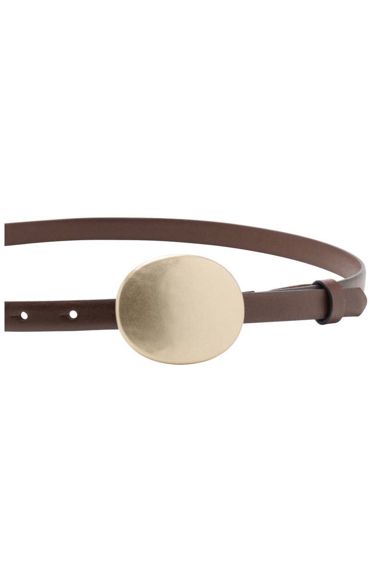 Rounded Buckle Leather Belt, Alternate, color, CHOCOLATE
