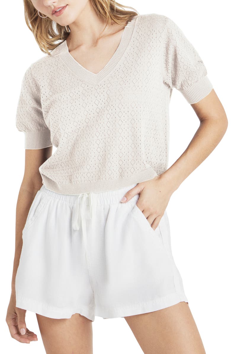 Splendid Sadie Open Stitch Short Sleeve Sweater, Main, color, 