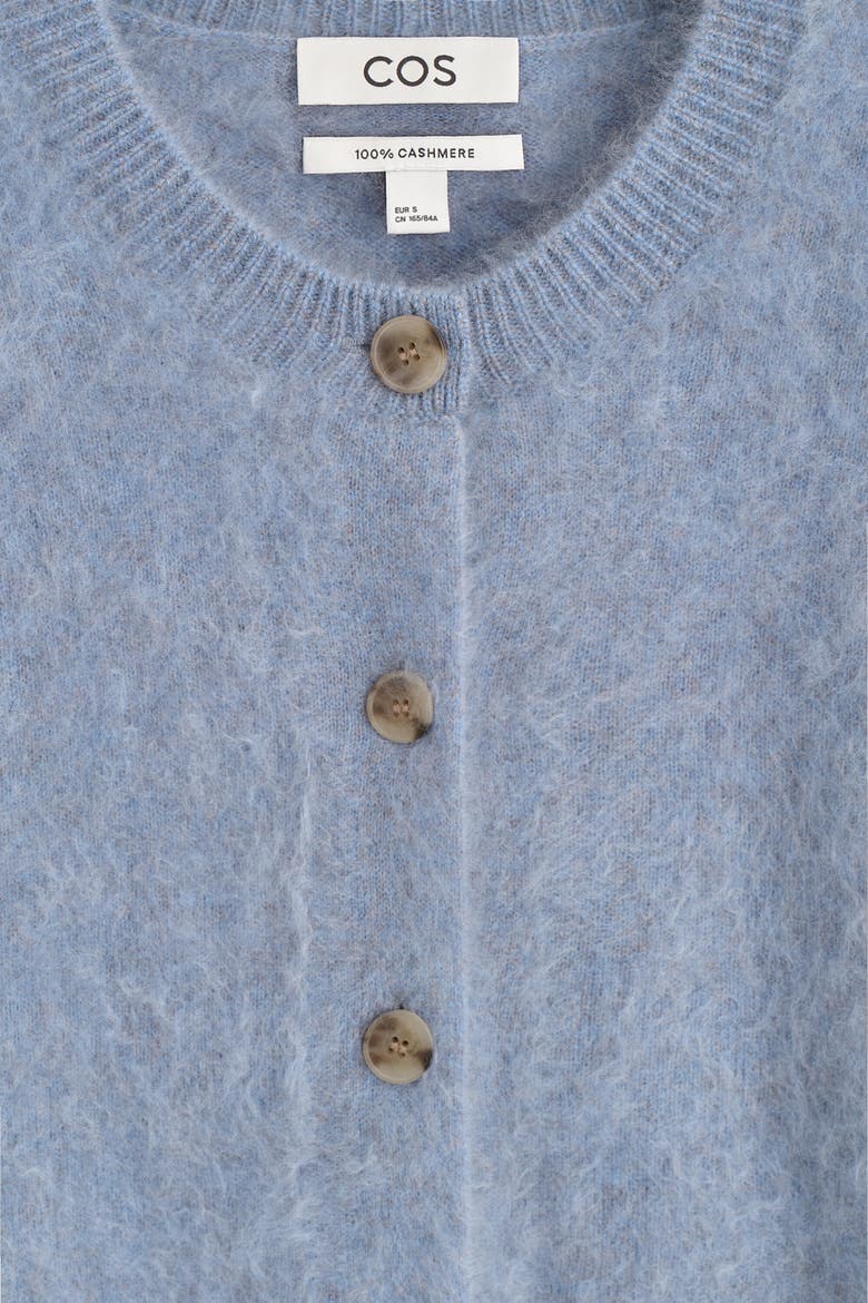 Brushed-Cashmere Crew-Neck Cardigan, Alternate, color, BLUE