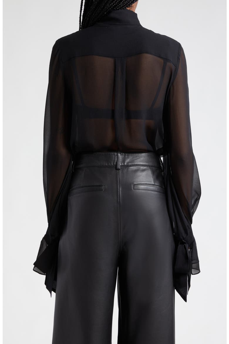 Lloyd Tie Neck Sheer Silk Top, Alternate, color, BLACK