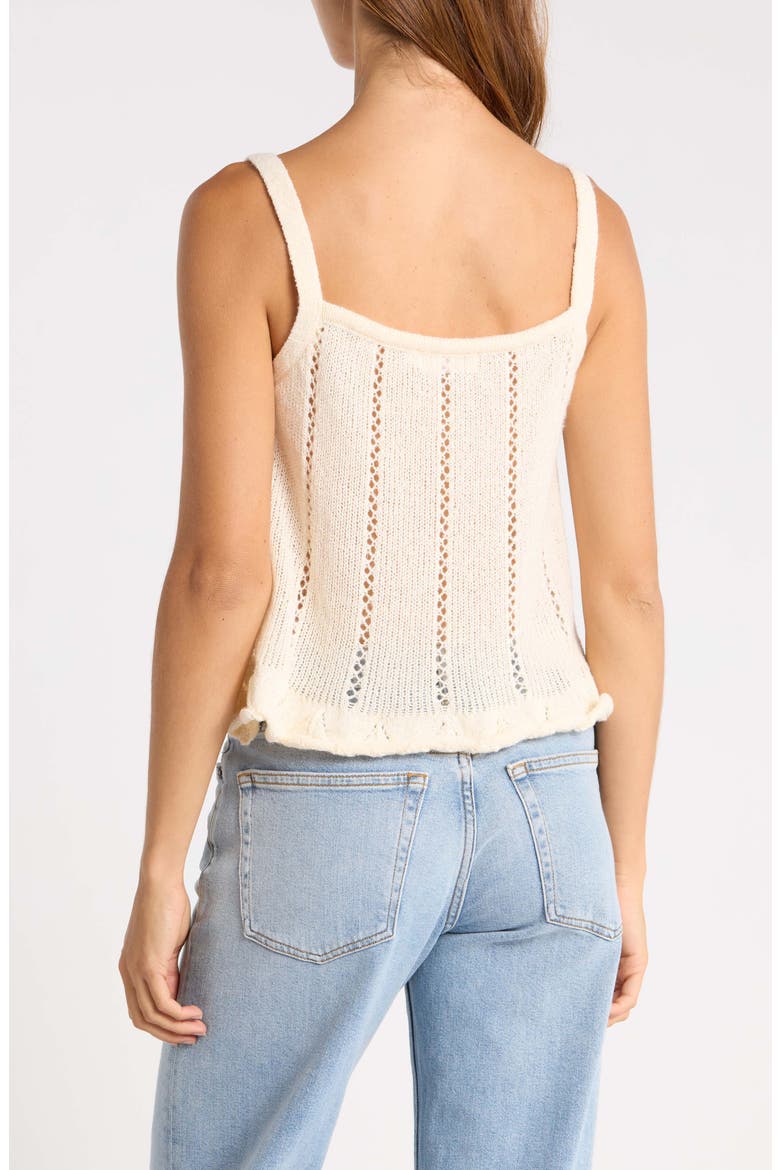 Lace Appliqué Pointelle Knit Camisole, Alternate, color, CREAM