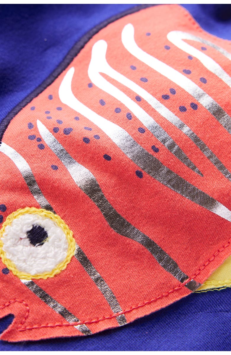 Mini Boden Kids' Fish Appliqué Cotton Graphic T-Shirt, Alternate, color, 