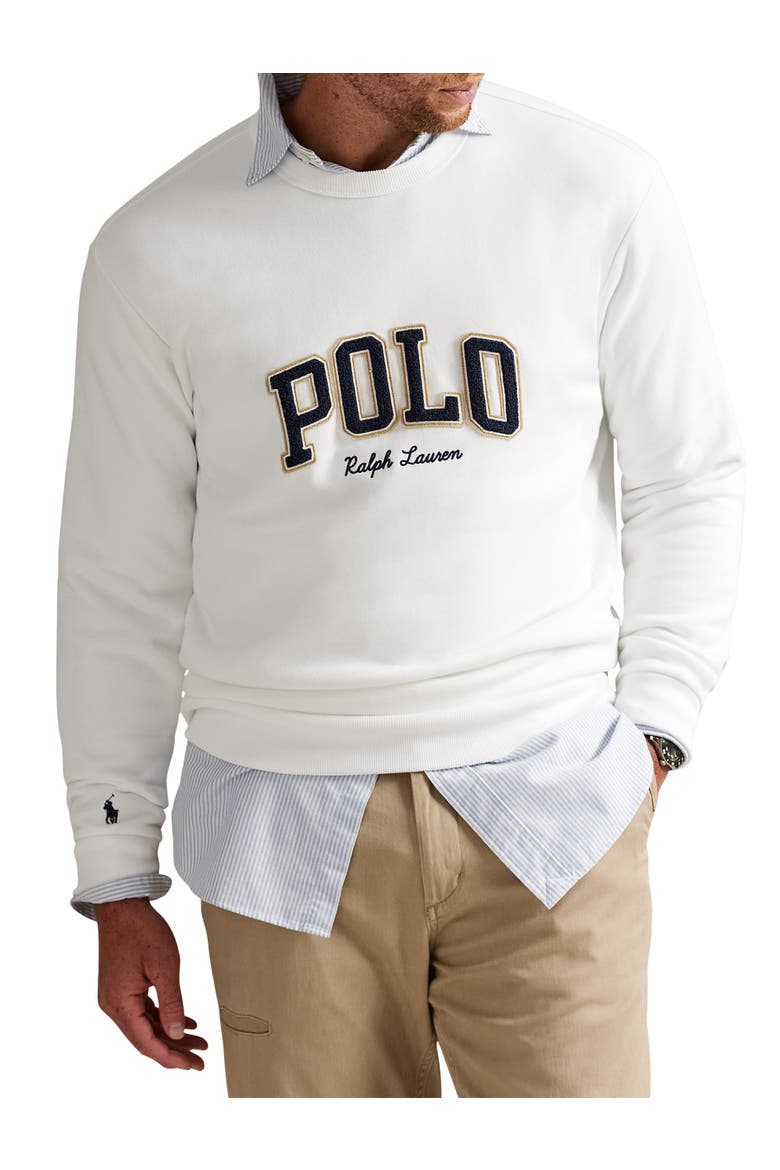 Big & Tall Logo Fleece Sweatshirt, Main, color, WHITE