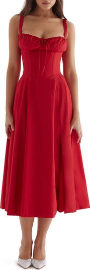 House of CB Women's Carmen Bustier Sundress - Red - Casual Dresses