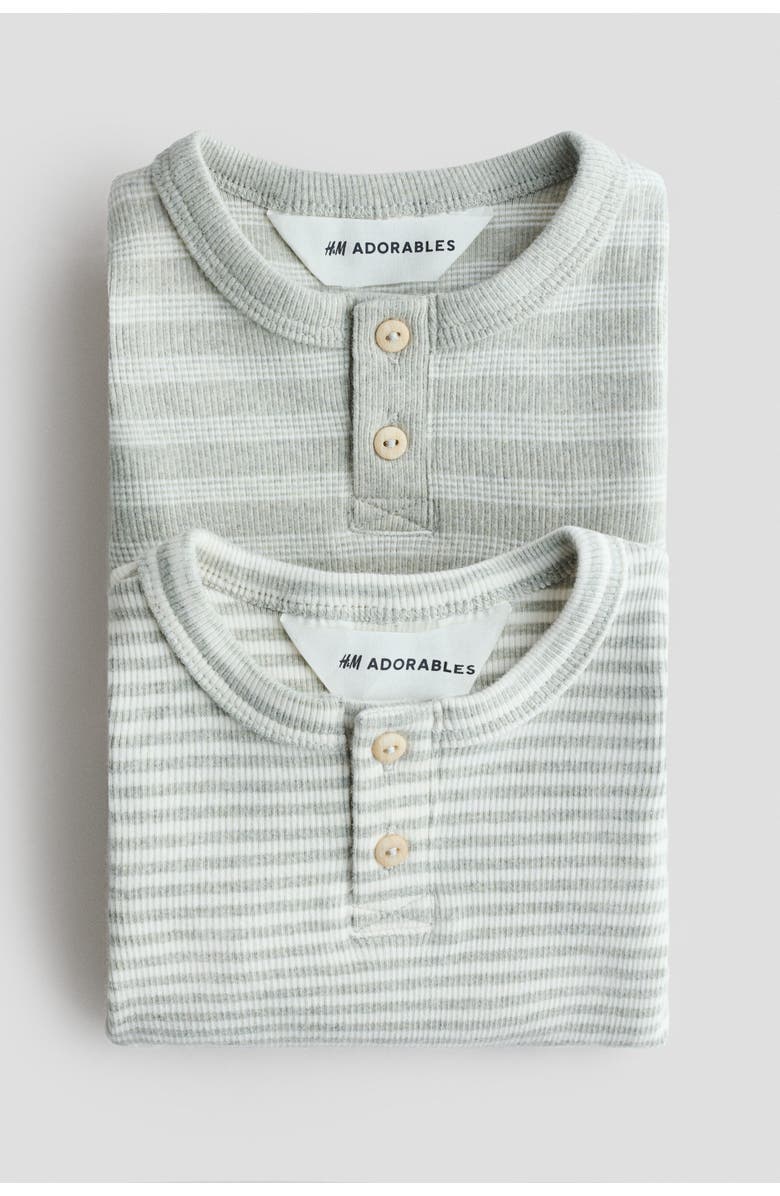 H&M 2-pack Henley Bodysuits, Alternate, color, 