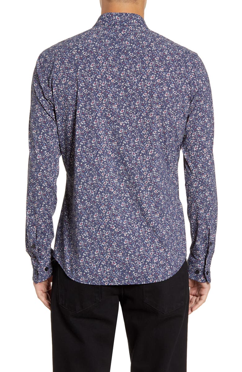BOSS Robbie Sharp Fit Floral Print Stretch Button-Up Sport Shirt, Alternate, color, 