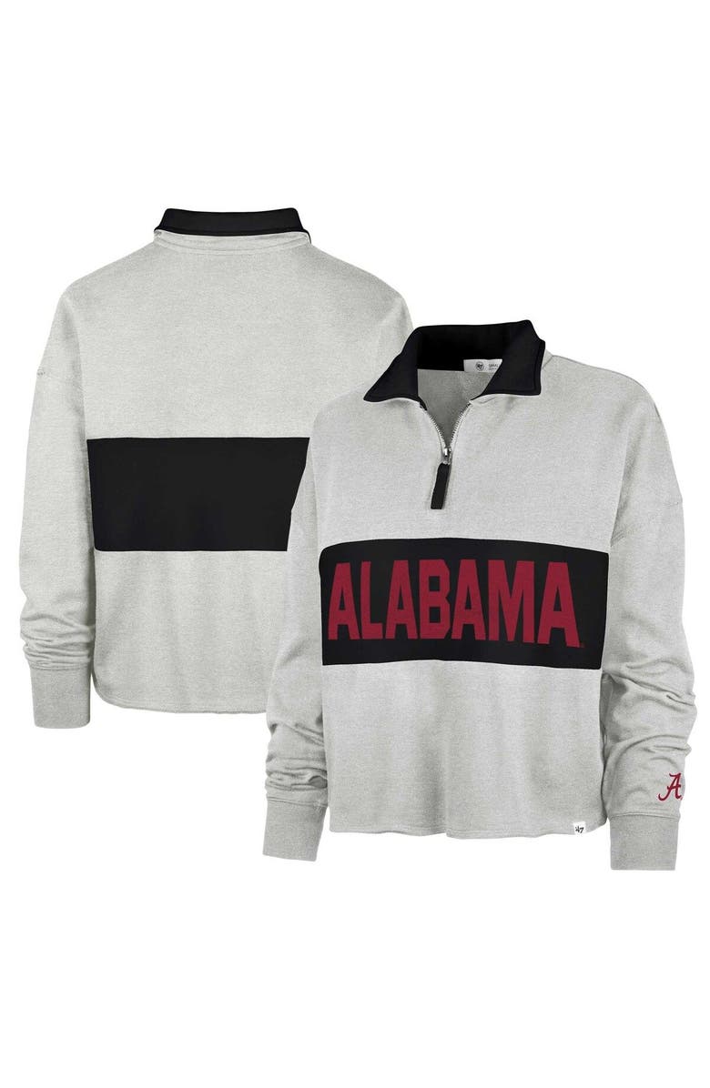 '47 Women's '47 Gray Alabama Crimson Tide Next Level Remi Cropped Quarter-Zip Sweatshirt, Main, color, 