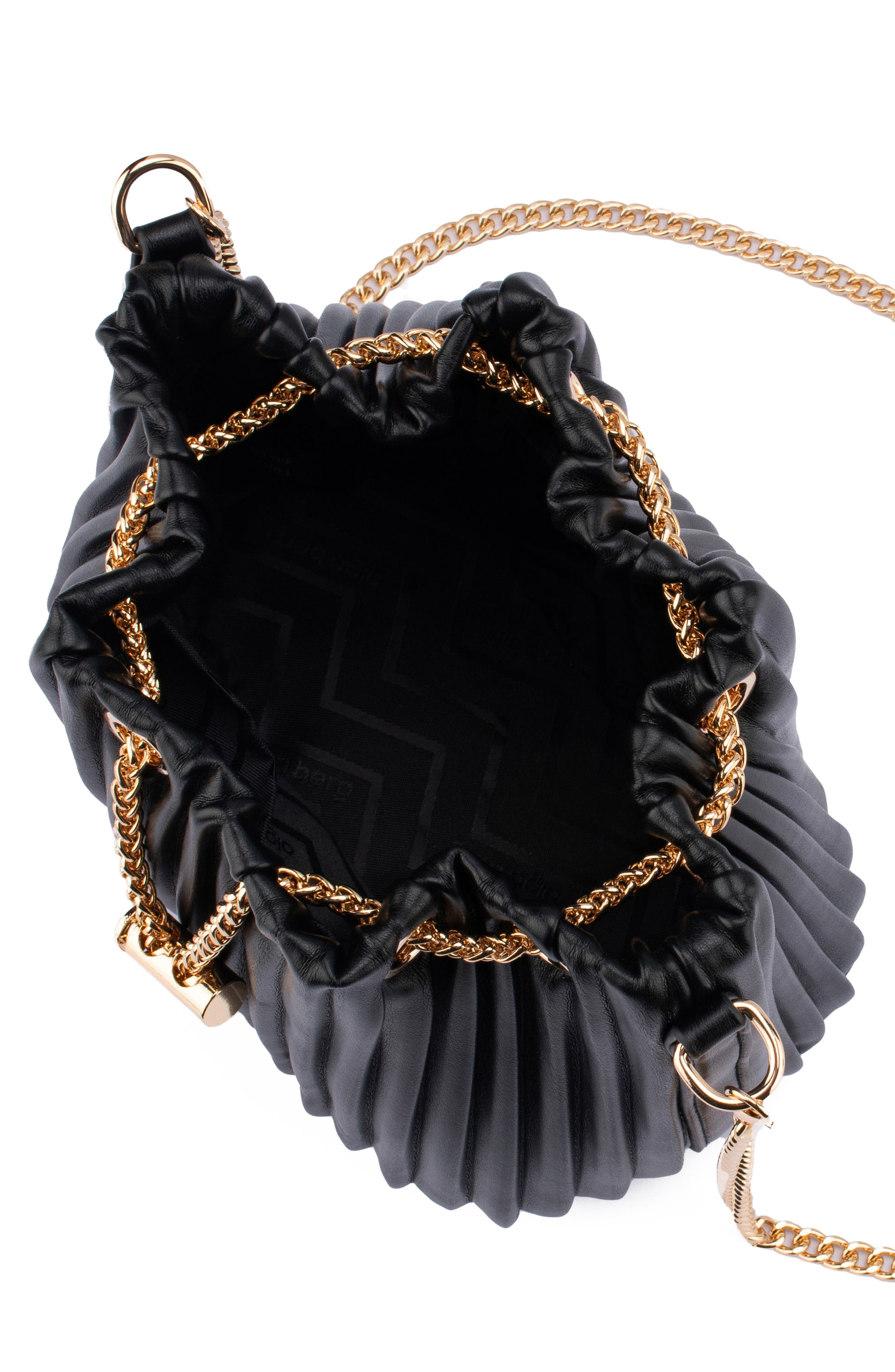 Olga Berg Remi Pleated Faux Leather Drawstring Bucket Bag, Alternate, color, 