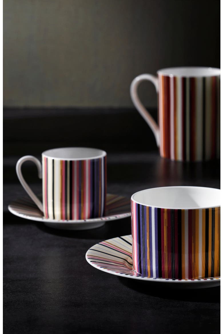 Coffee Cup & Saucer STRIPES Set of 2 in Luxury Box Jenkins 156 diam. 2.3", H 2.5", Cap. 4 oz, Saucer diam. 4.75", Alternate, color, Multicolor