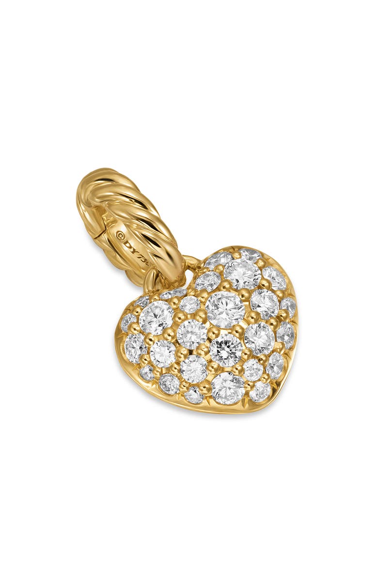 David Yurman Petite Pavé Heart Enhancer in 18K Yellow Gold with Diamonds, 7.4mm, Alternate, color, Diamond