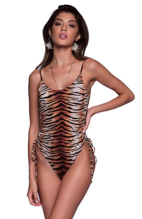 Oia Sculpting Side Ties with Gold Details One-Piece Swimsuit