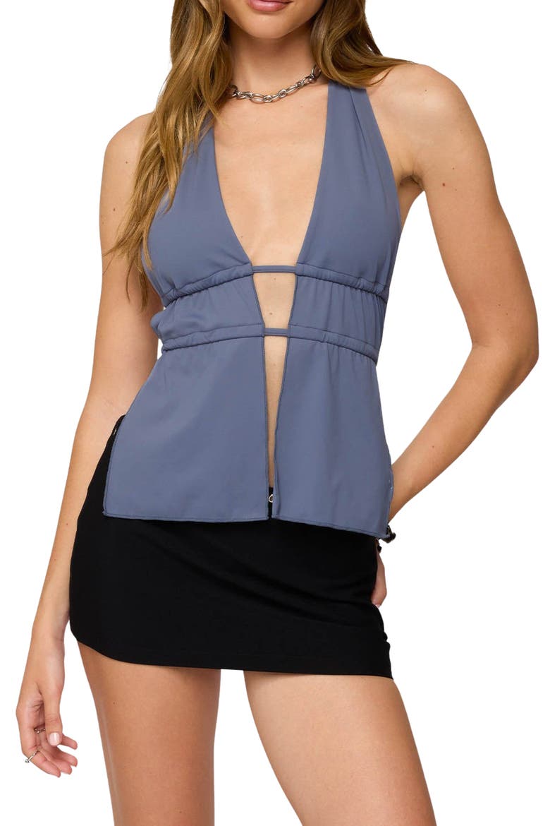 Nikole Split Front Halter To, Main, color, BLUE