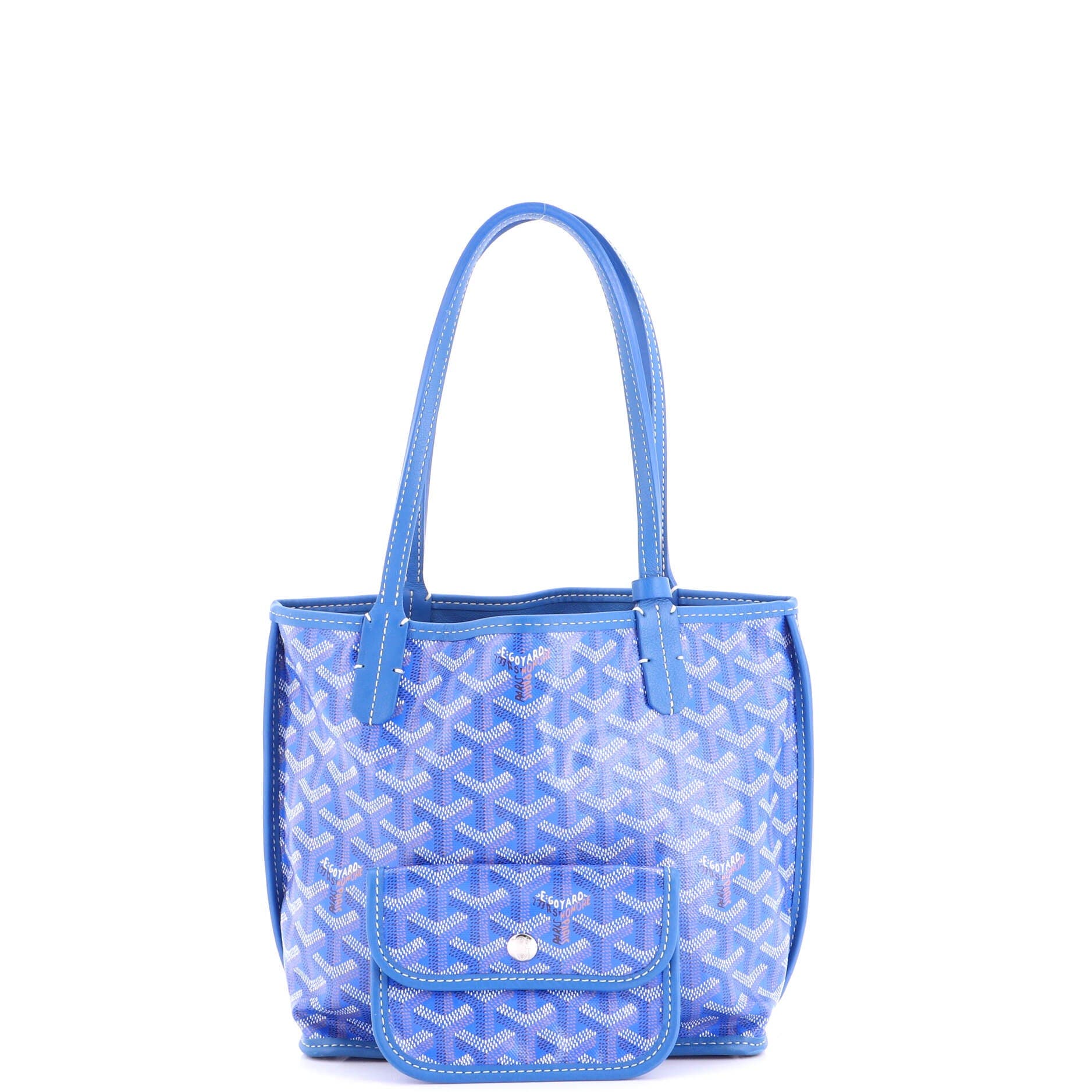 Pre-Owned Goyard Anjou Reversible Tote Coated Canvas Mini, Alternate, color, Blue