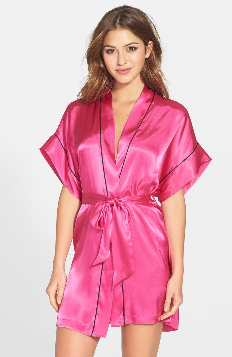 In Bloom by Jonquil 'Je T'aime' Satin Kimono Robe, Alternate, color, 
