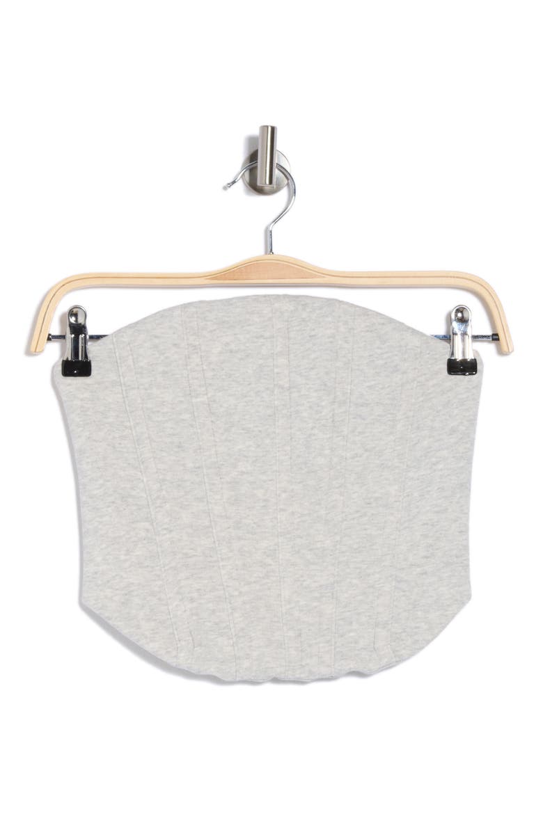 Strapless Brushed Fleece Corset Top, Alternate, color, HEATHER GREY001