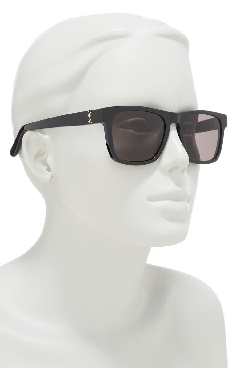 Saint Laurent 53mm Best Square Sunglasses, Alternate, color, Black Black Black